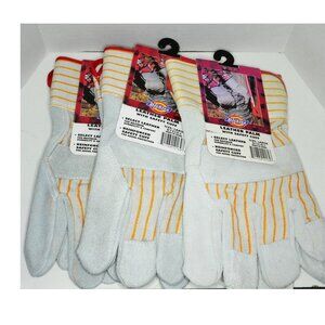 Dickies Leather Palm Work Gloves 3 Pair New WithTags Safety Cuff Size Large